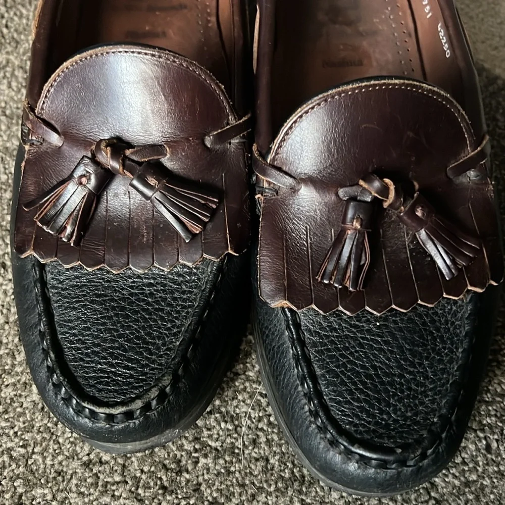 Allen Edmonds Mens Loafers NASHUA Tassel Kiltie Black Brown Leather - 10 D - Picture 10 of 12